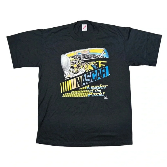 Vintage 80s NASCAR Leader of the Pack Racing Single Stitch T Shirt Mens  XL - Picture 1 of 10